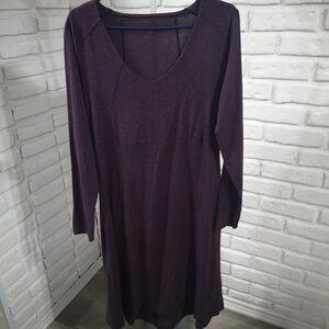 Horny Toad Ladies Purple V-neck Long Sleeve Size Large Midi Dress